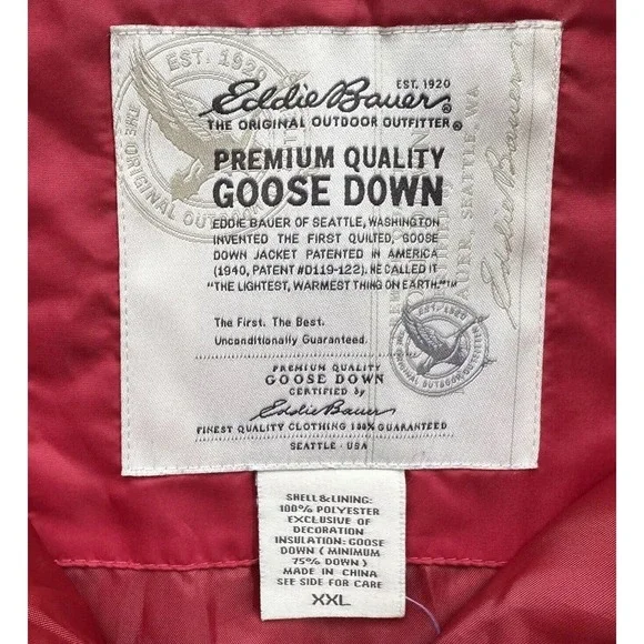 Eddie Bauer EB550 Puffer Vest Womens L Red Full Zip Goose Down Outdoor H… - Picture 7 of 11